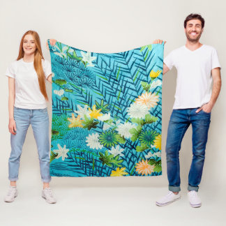 Blume und Leaf, japanisches Design Fleecedecke