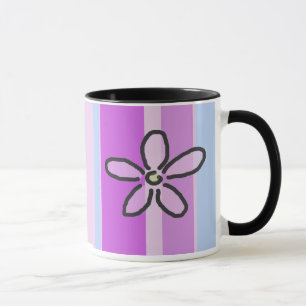 Blume und lila blaue Streifen Tasse
