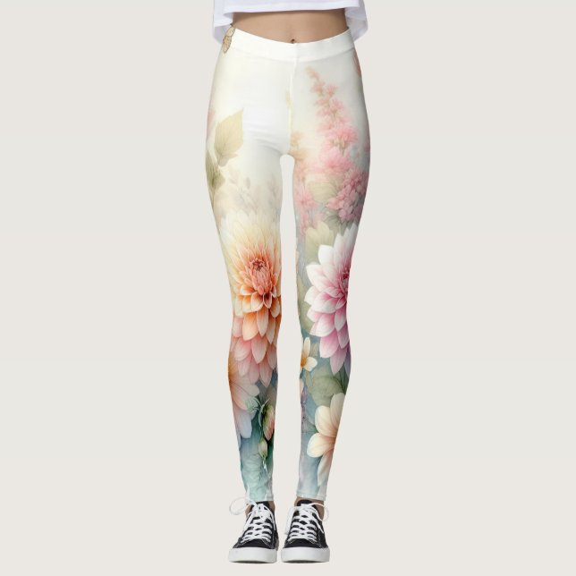 Blume und Meer und Muscheln am Strand Leggings (Vorderseite)