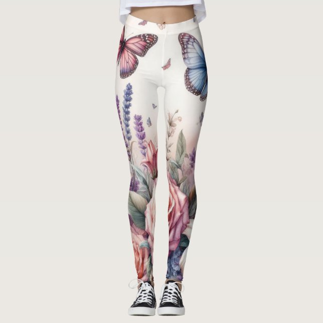 Blume und Meer und Muscheln am Strand Leggings (Vorderseite)