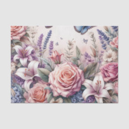 Blume und Meer und Muscheln am Strand Seidenpapier