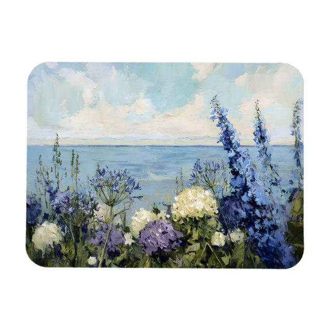 Blume und Meeresmalerei Magnet (Horizontal)