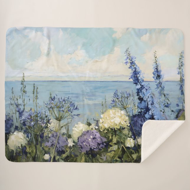 Blume und Meeresmalerei Sherpadecke (Vorderseite (Horizontal))