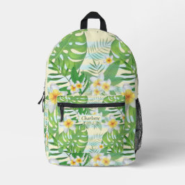 Blume und Monstera-Blätter Personalisiert Bedruckter Rucksack