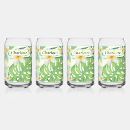 Blume und Monstera-Blätter Personalisiert Dosenglas