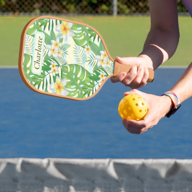 Blume und Monstera-Blätter Personalisiert Pickleball Schläger (InSitu)