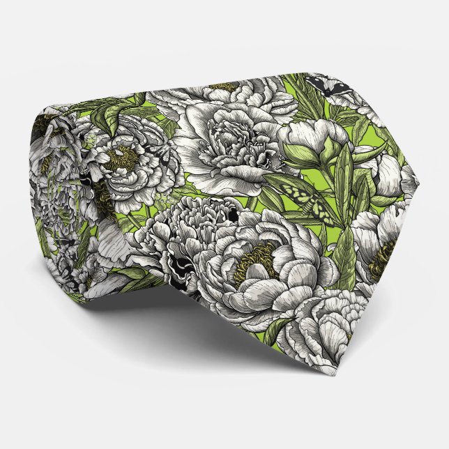 Blume und Motten Krawatte (Gerollt)