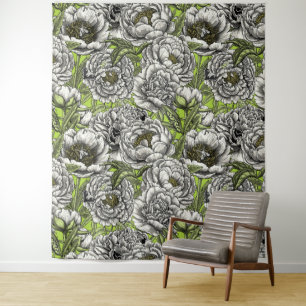 Blume und Motten Wandteppich
