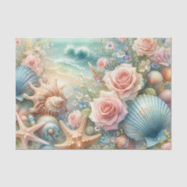 Blume und Muscheln Aquarell in Pastellfarben Seidenpapier