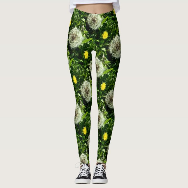 Blume und Muster des Samenkopfes Leggings (Vorderseite)