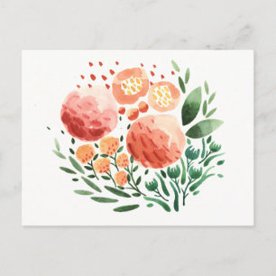 Blume und Muster Wasserfarben-Postkarte Postkarte