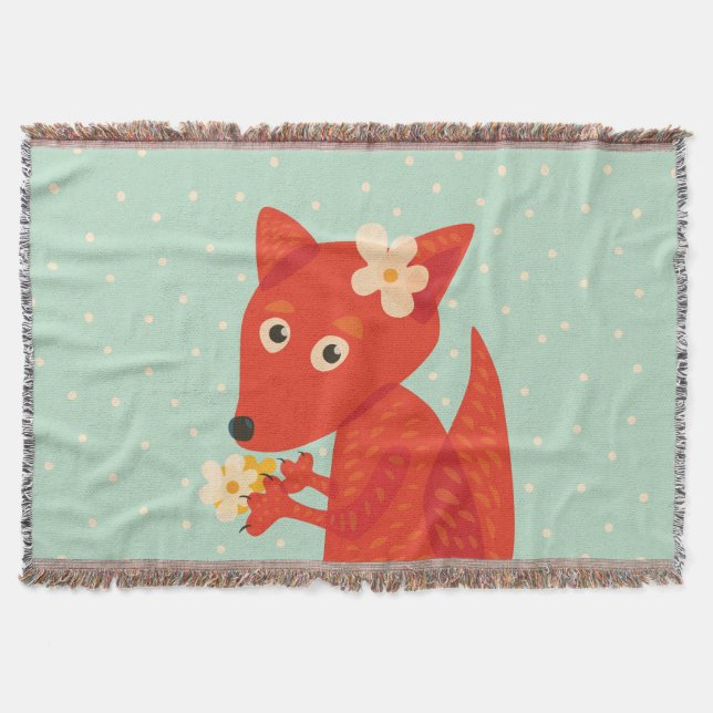 Blume und Niedlicher Fuchs Decke (Vorderseite)