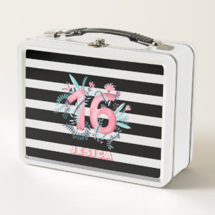 Blume und Nummern der Wasserfarben Metall Brotdose