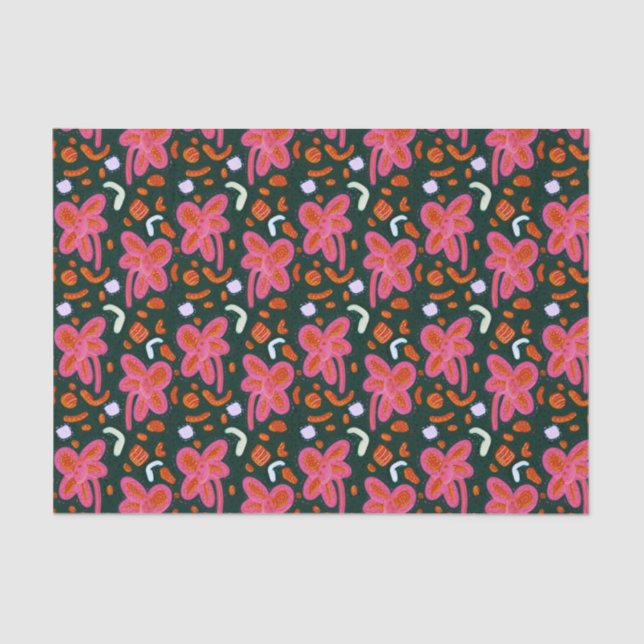 Blume und Ostermuster - dunkel Seidenpapier (Vorderseite)