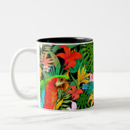 Blume und Palm-Blätter Zweifarbige Tasse