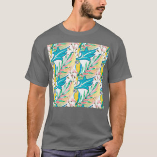 Blume und Papageien T-Shirt