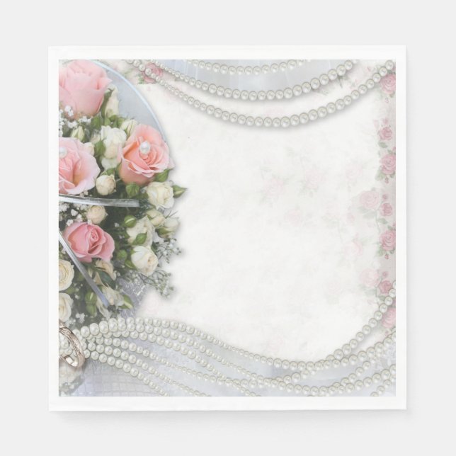 Blume und Perlen Serviette (Vorderseite)