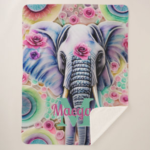 Blume und Personalisierter Elefantenname Sherpadecke