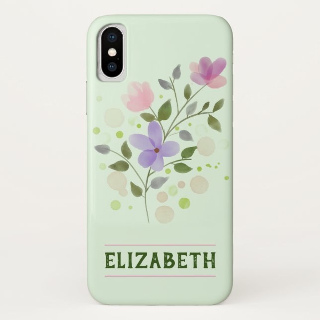 Blume und Personalisierter Name Elizabeth Case-Mate iPhone Hülle (Rückseite)