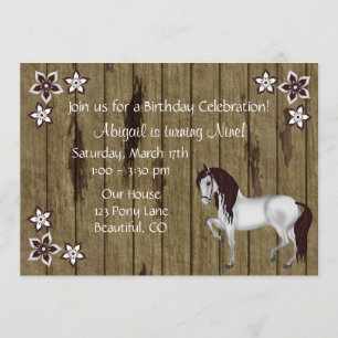 Blume und Pferde Einladung zum Geburtstag ~ Mädche