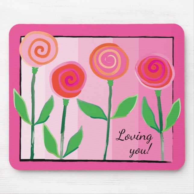 Blume und Pinks und Liebe Mousepad (Vorne)