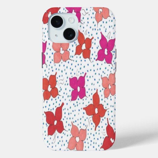 Blume und Polka-Punkte Case-Mate iPhone Hülle (Rückseite)