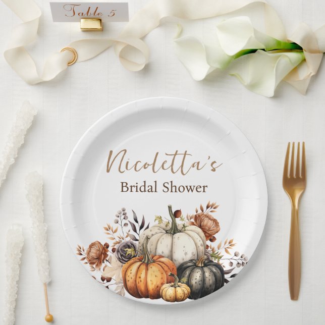Blume und Pumpkins Herbst Pappteller (Hochzeit)