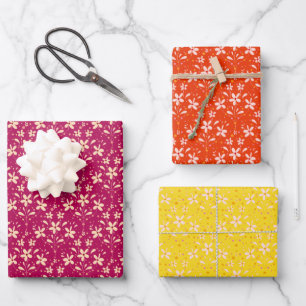 Blume und Punkte Geschenkpapier Set