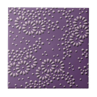 Blume und Punkte lila japanisches Muster Fliese