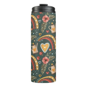Blume und Rainbows Boho Pattern Thermosbecher