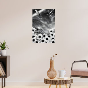 Blume und Raum, Weltraumkunst Poster