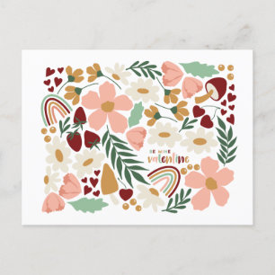 Blume und Regenbogen Valentine Postkarte