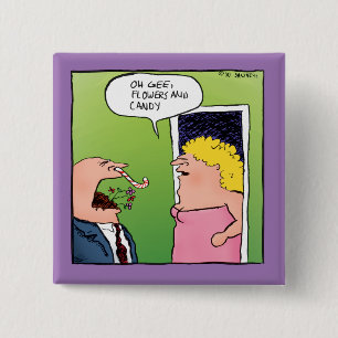 Blume und romantischer Cartoon Button