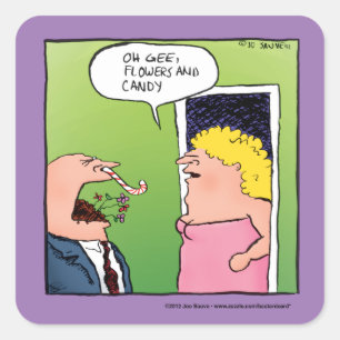 Blume und romantischer Cartoon Quadratischer Aufkleber