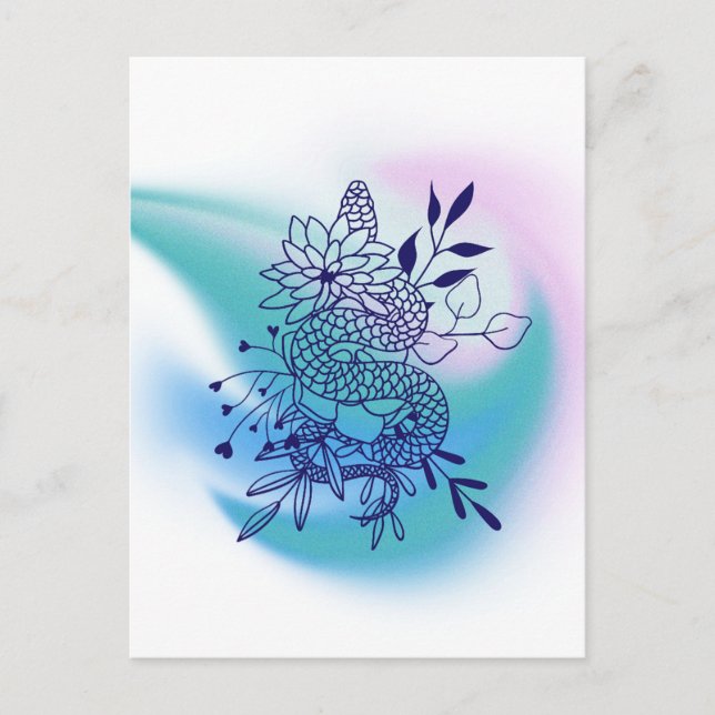 Blume und Schlange Postkarte (Vorderseite)