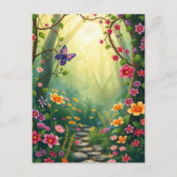 Blume und Schmetterling im verzauberten Regenwald