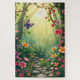 Blume und Schmetterling im verzauberten Regenwald Puzzle