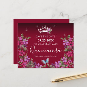 Blume und Schmetterling Quinceanera Save the Date