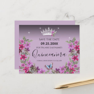 Blume und Schmetterling Quinceanera Save the Date