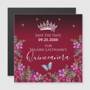 Blume und Schmetterling Quinceanera Save the Date Magnetkarte