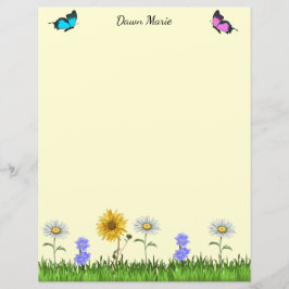 Blume und Schmetterlinge 8,5 x 11 Stationery