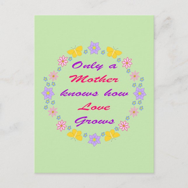 Blume und Schmetterlinge am Muttertag Postkarte (Vorderseite)