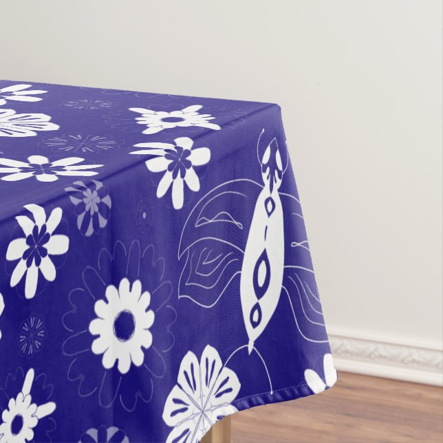 Blume und Schmetterlinge, blau-weiß Tischdecke (Beispiel)