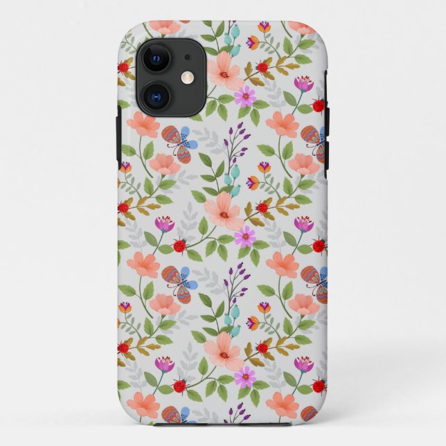 Blume und Schmetterlinge Case-Mate iPhone Hülle (Rückseite)