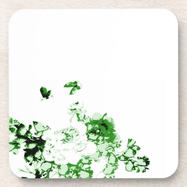 Blume und Schmetterlinge Cork Untersetzer (Vorderseite)