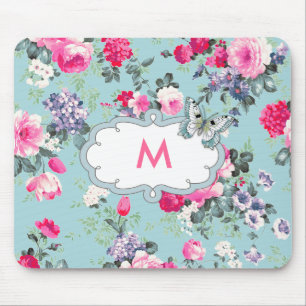 Blume und Schmetterlinge Custom Monogram Gift Mousepad