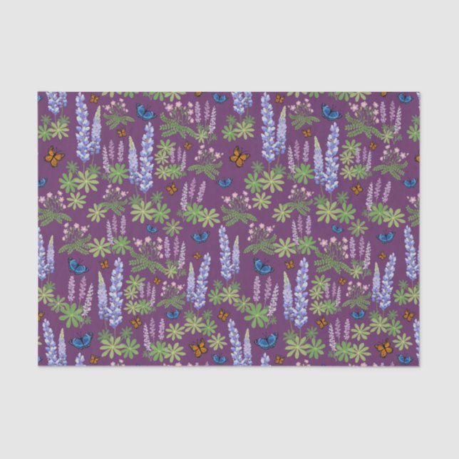 Blume und Schmetterlinge decouptenes Papierlupin Seidenpapier (Vorderseite)