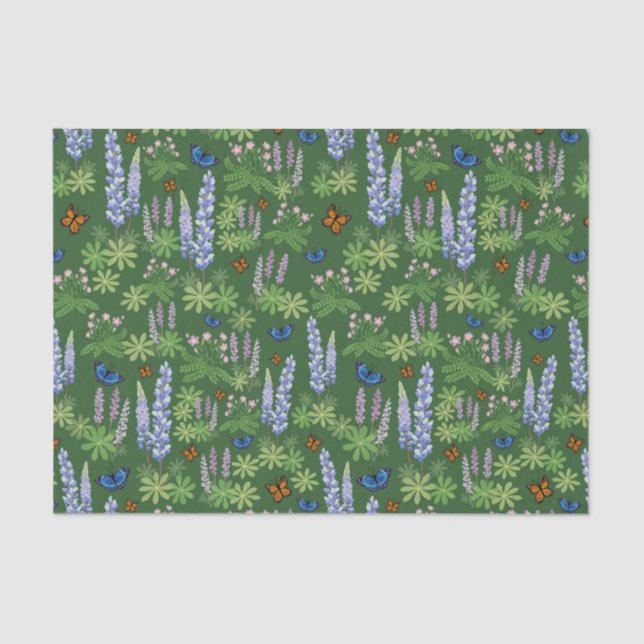 Blume und Schmetterlinge decouptenes Papierlupin Seidenpapier (Vorderseite)