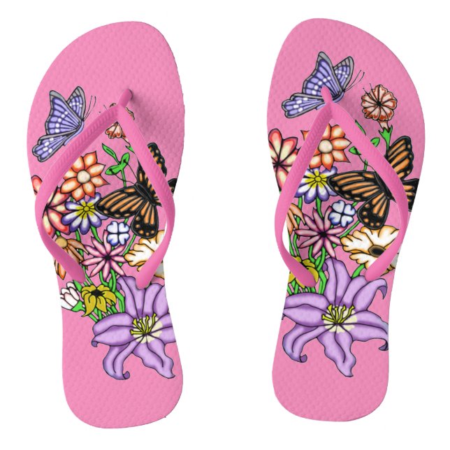 Blume und Schmetterlinge Flip Flops (Fußbett)