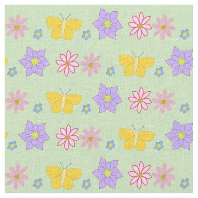 Blume und Schmetterlinge Gemustert Stoff (Nahaufnahme)